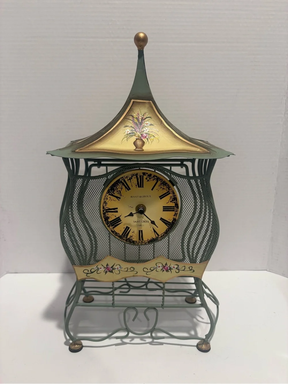 Vintage Style Wire Cage Clock (works)